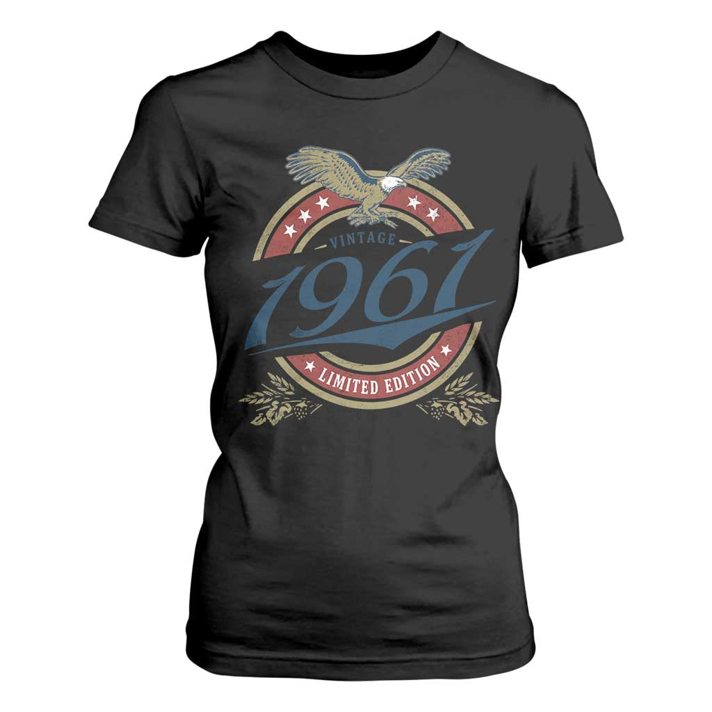 65th Birthday Beer Lover Vintage 1961 Limited Edition T Shirt For Women Bald Eagle