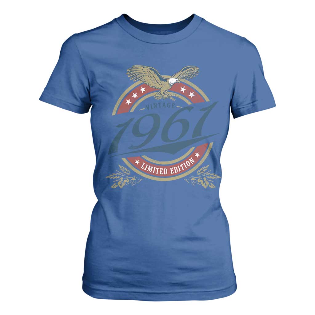 65th Birthday Beer Lover Vintage 1961 Limited Edition T Shirt For Women Bald Eagle