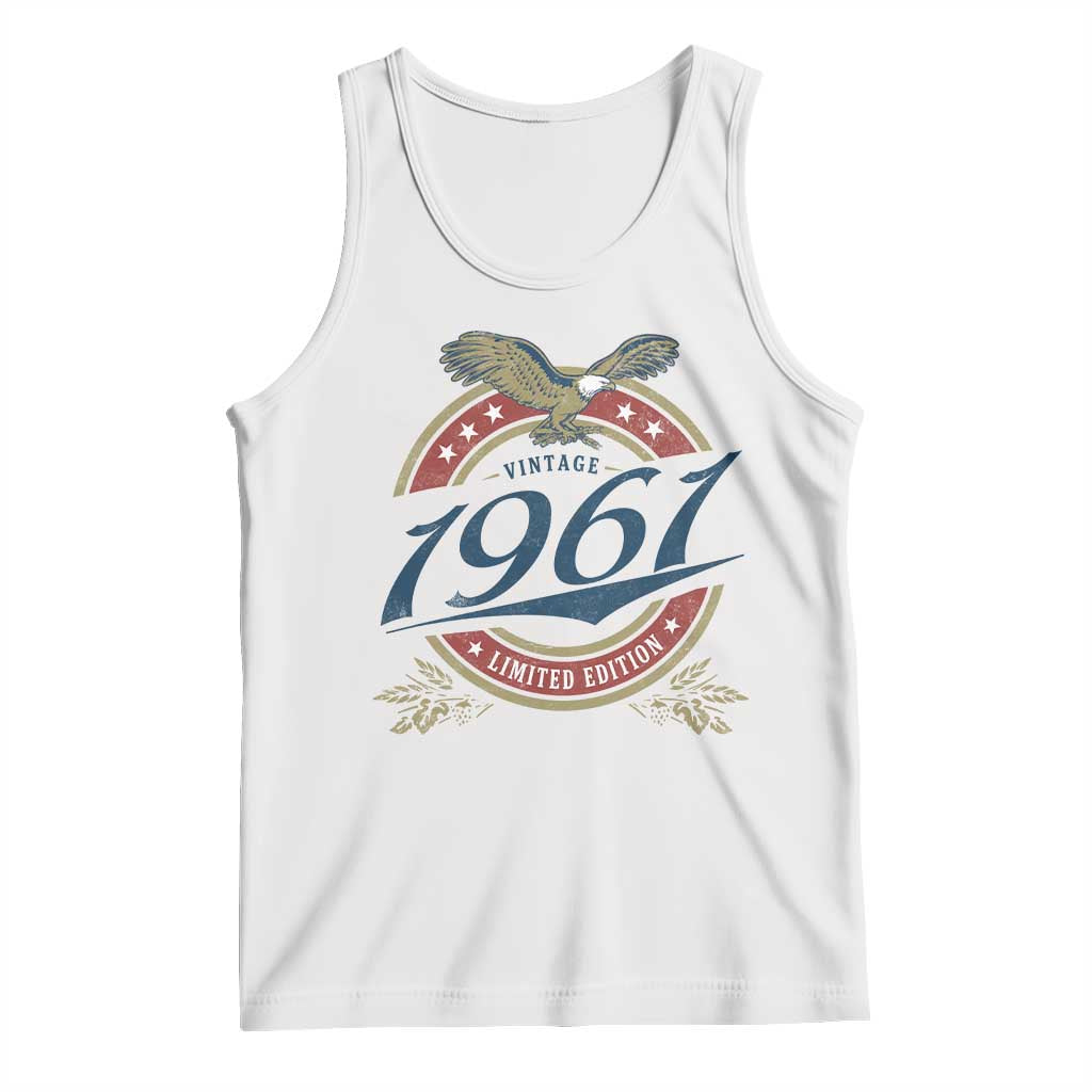 65th Birthday Beer Lover Vintage 1961 Limited Edition Tank Top Bald Eagle TS11 White Print Your Wear
