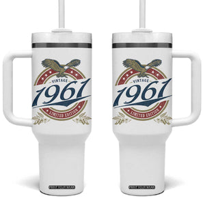 65th Birthday Beer Lover Vintage 1961 Limited Edition Tumbler With Handle Bald Eagle