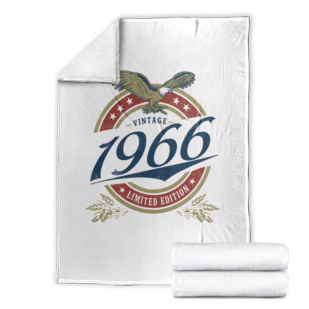 60th Birthday Beer Lover Vintage 1966 Limited Edition Throw Blanket Bald Eagle TS11 White Print Your Wear