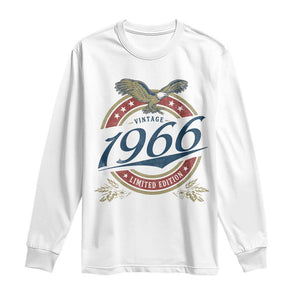 60th Birthday Beer Lover Vintage 1966 Limited Edition Long Sleeve Shirt Bald Eagle