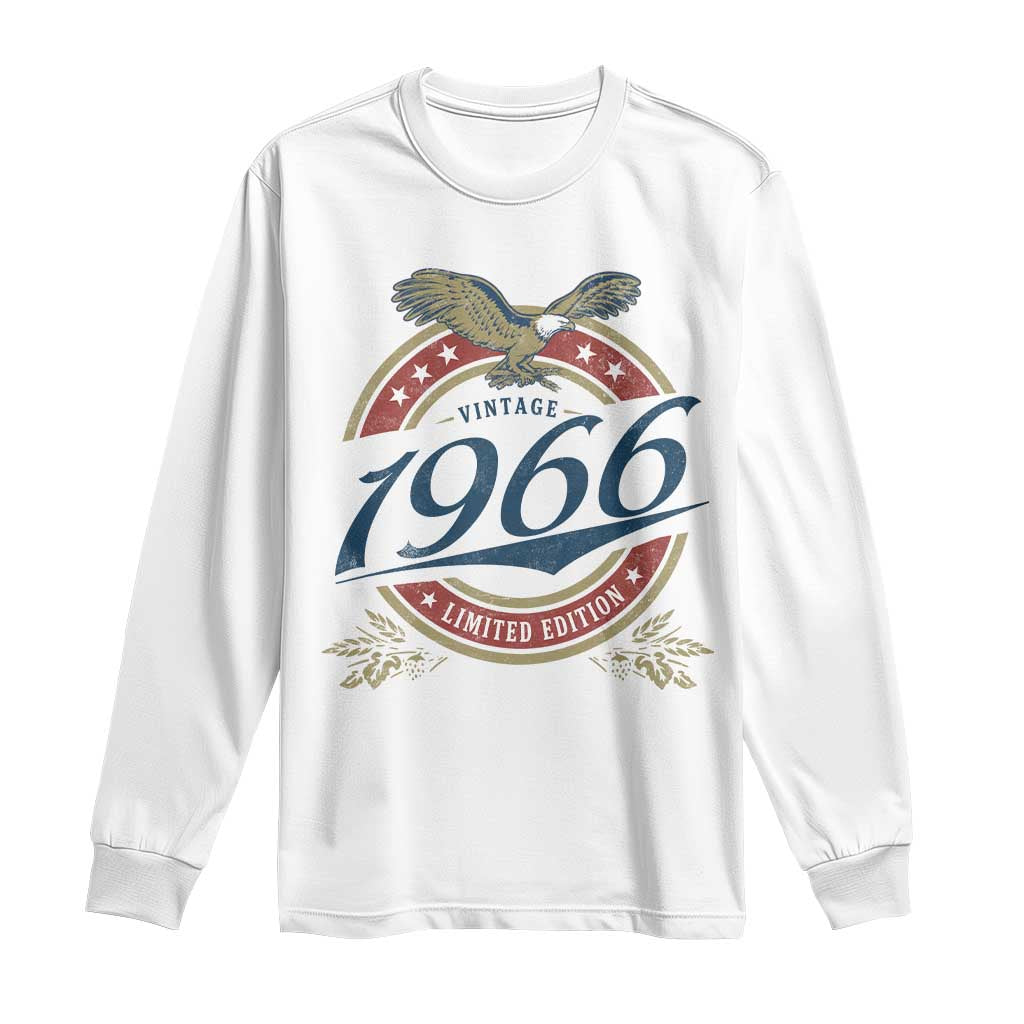 60th Birthday Beer Lover Vintage 1966 Limited Edition Long Sleeve Shirt Bald Eagle TS11 White Print Your Wear