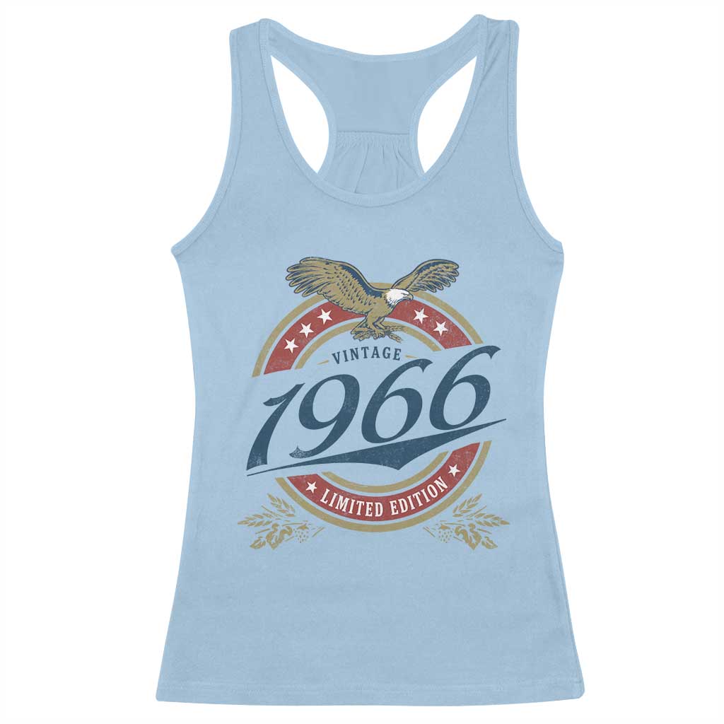60th Birthday Beer Lover Vintage 1966 Limited Edition Racerback Tank Top Bald Eagle
