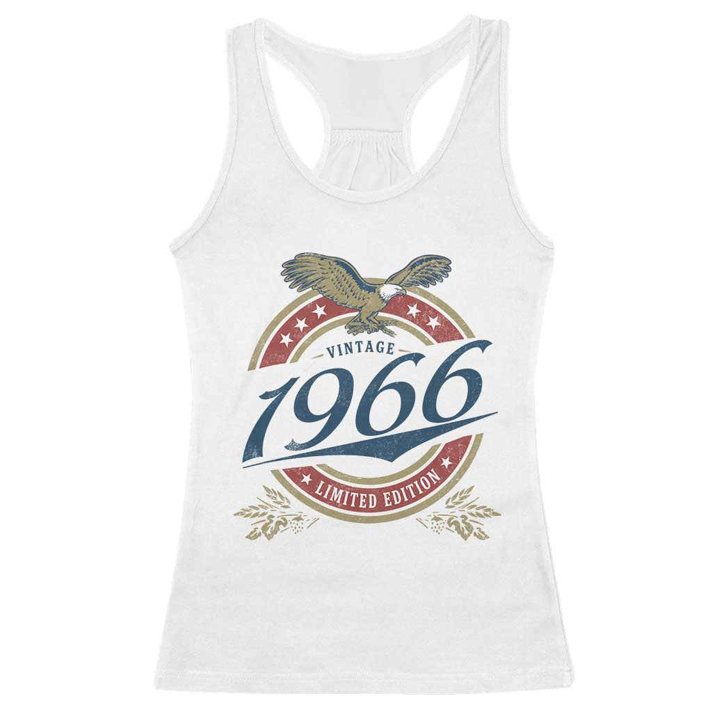 60th Birthday Beer Lover Vintage 1966 Limited Edition Racerback Tank Top Bald Eagle TS11 White Print Your Wear