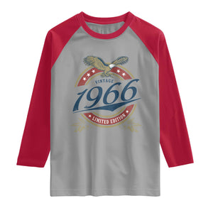 60th Birthday Beer Lover Vintage 1966 Limited Edition Raglan Shirt Bald Eagle