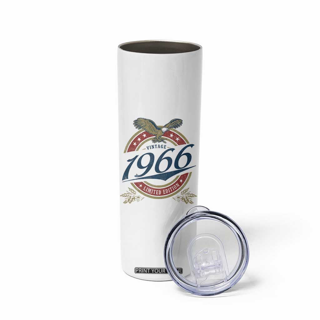 60th Birthday Beer Lover Vintage 1966 Limited Edition Skinny Tumbler Bald Eagle