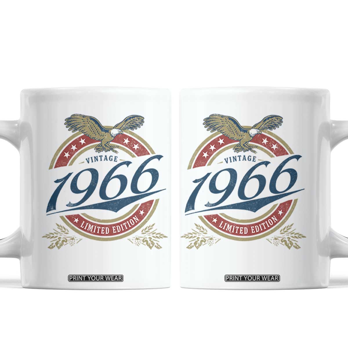 60th Birthday Beer Lover Vintage 1966 Limited Edition Coffee Mug Bald Eagle TS11 White Print Your Wear
