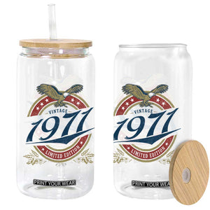 55th Birthday Beer Lover Vintage 1971 Limited Edition Glass Can Bald Eagle