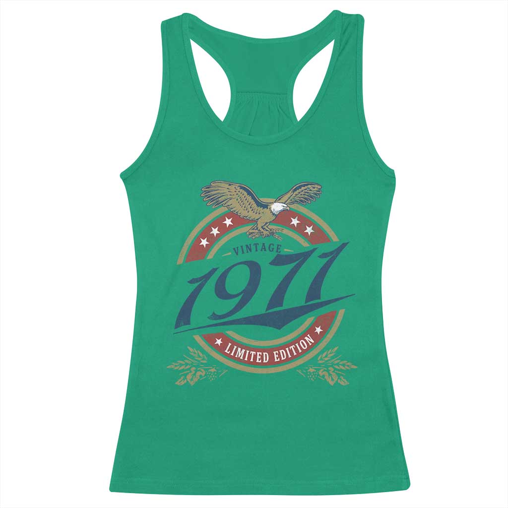 55th Birthday Beer Lover Vintage 1971 Limited Edition Racerback Tank Top Bald Eagle