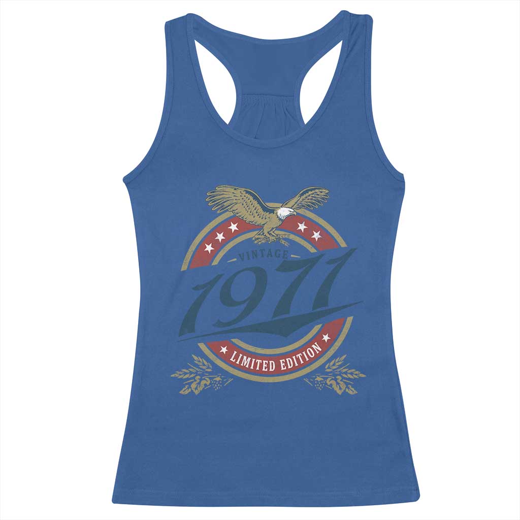 55th Birthday Beer Lover Vintage 1971 Limited Edition Racerback Tank Top Bald Eagle