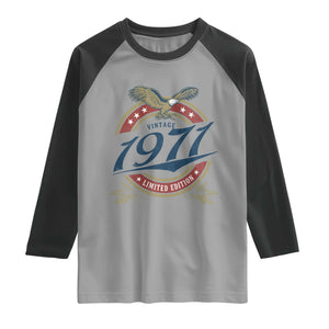55th Birthday Beer Lover Vintage 1971 Limited Edition Raglan Shirt Bald Eagle