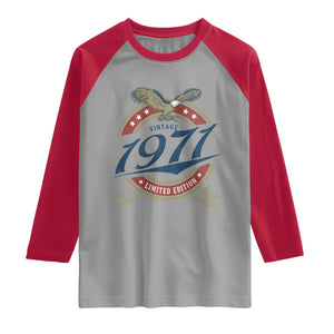 55th Birthday Beer Lover Vintage 1971 Limited Edition Raglan Shirt Bald Eagle