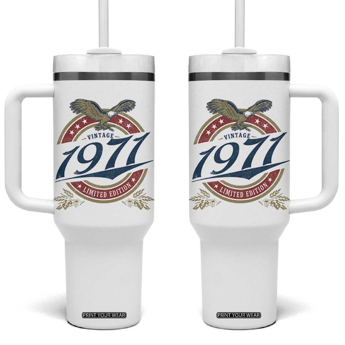 55th Birthday Beer Lover Vintage 1971 Limited Edition Tumbler With Handle Bald Eagle
