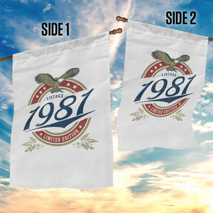 45th Birthday Beer Lover Vintage 1981 Limited Edition Garden Flag Bald Eagle