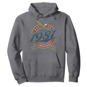 45th Birthday Beer Lover Vintage 1981 Limited Edition Hoodie Bald Eagle