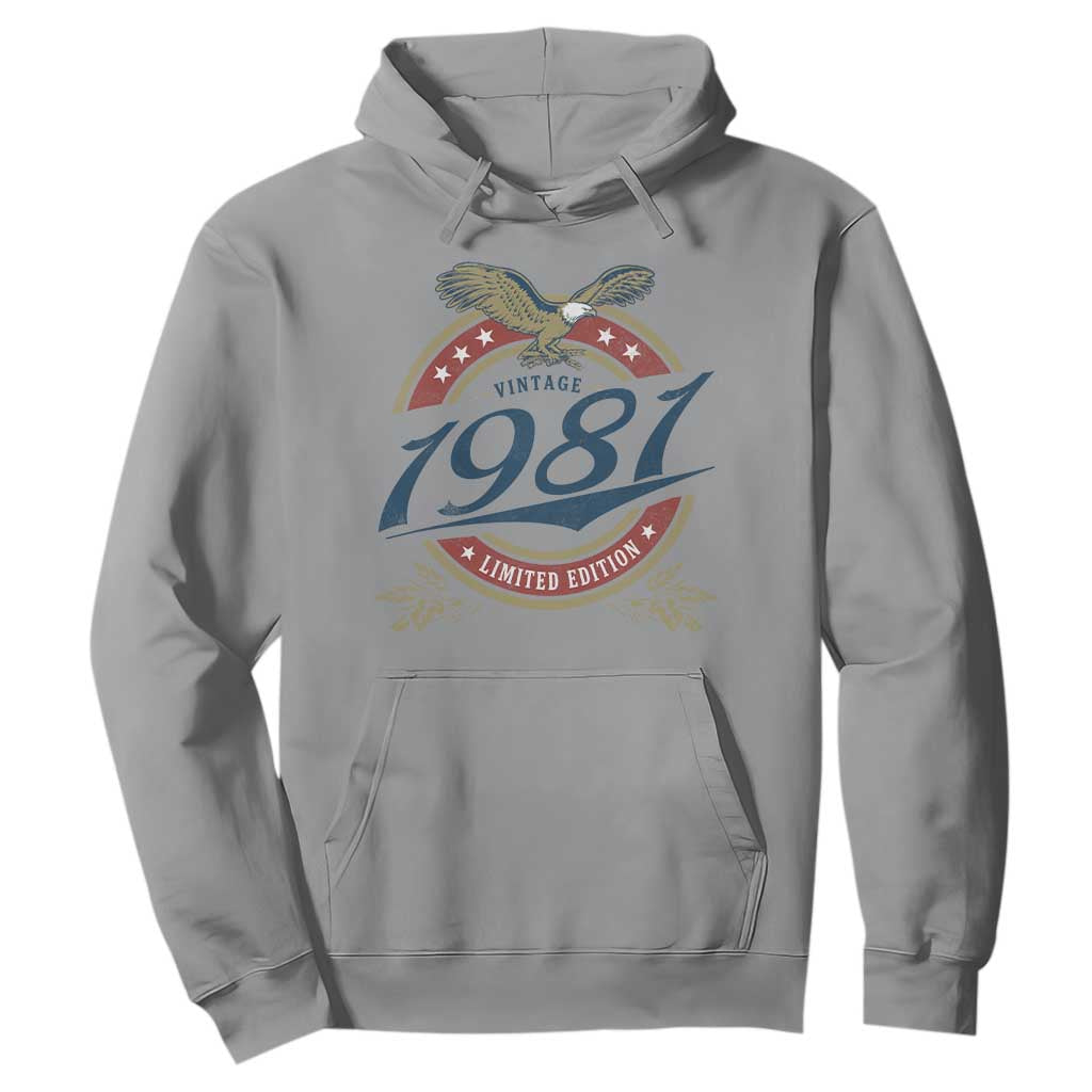 45th Birthday Beer Lover Vintage 1981 Limited Edition Hoodie Bald Eagle
