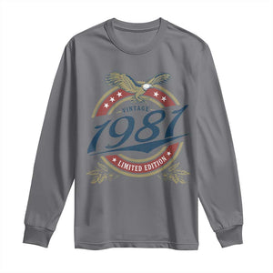 45th Birthday Beer Lover Vintage 1981 Limited Edition Long Sleeve Shirt Bald Eagle