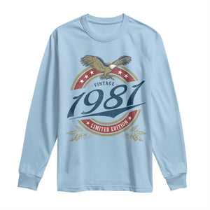 45th Birthday Beer Lover Vintage 1981 Limited Edition Long Sleeve Shirt Bald Eagle