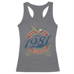 45th Birthday Beer Lover Vintage 1981 Limited Edition Racerback Tank Top Bald Eagle