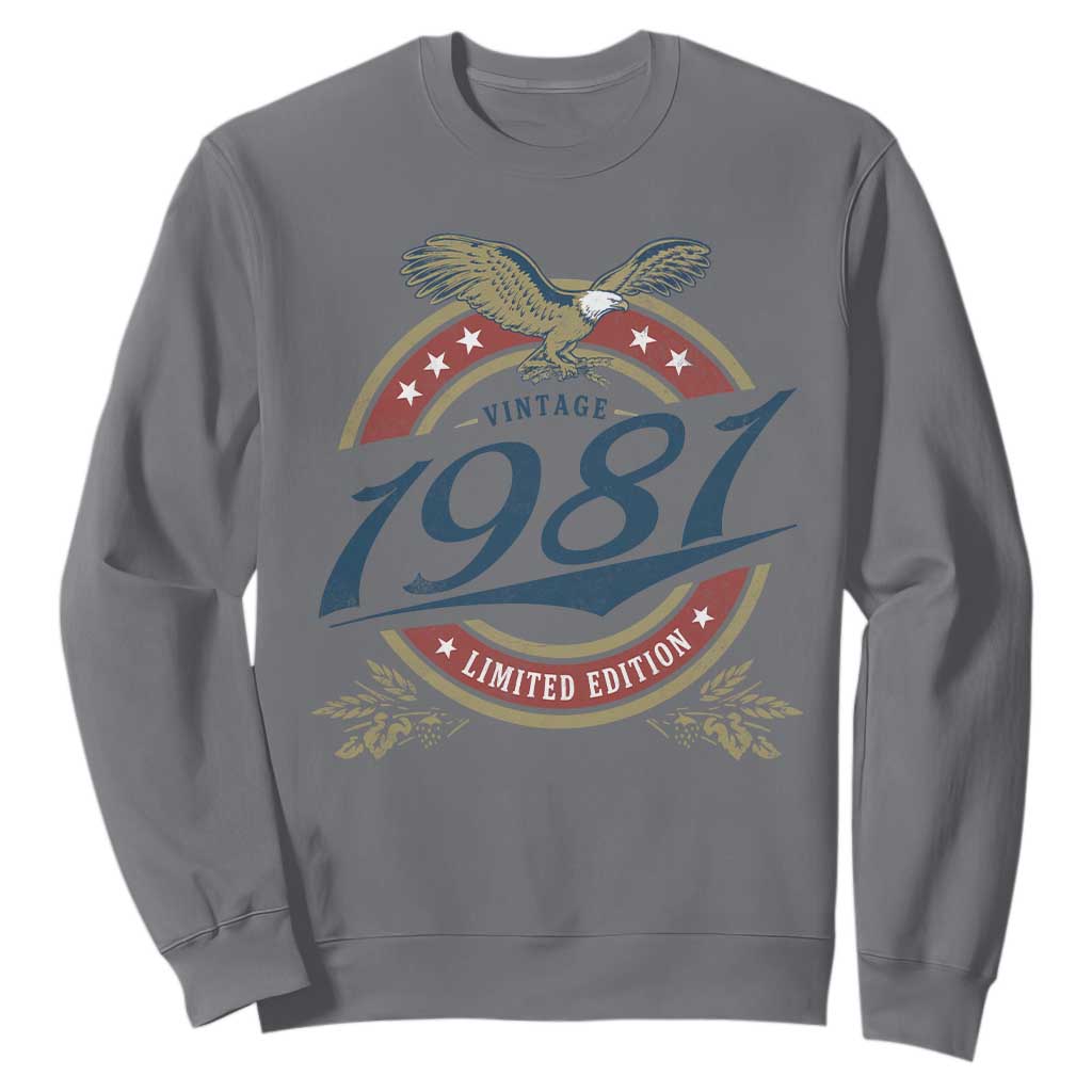 45th Birthday Beer Lover Vintage 1981 Limited Edition Sweatshirt Bald Eagle