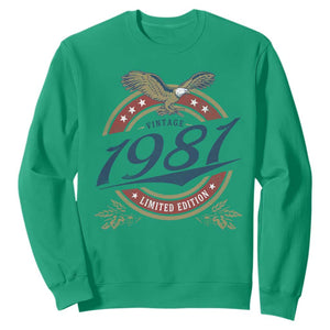 45th Birthday Beer Lover Vintage 1981 Limited Edition Sweatshirt Bald Eagle