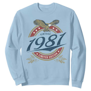 45th Birthday Beer Lover Vintage 1981 Limited Edition Sweatshirt Bald Eagle