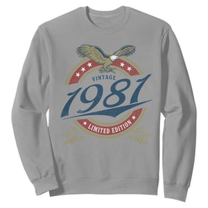 45th Birthday Beer Lover Vintage 1981 Limited Edition Sweatshirt Bald Eagle