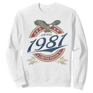 45th Birthday Beer Lover Vintage 1981 Limited Edition Sweatshirt Bald Eagle