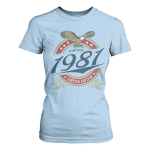 45th Birthday Beer Lover Vintage 1981 Limited Edition T Shirt For Women Bald Eagle