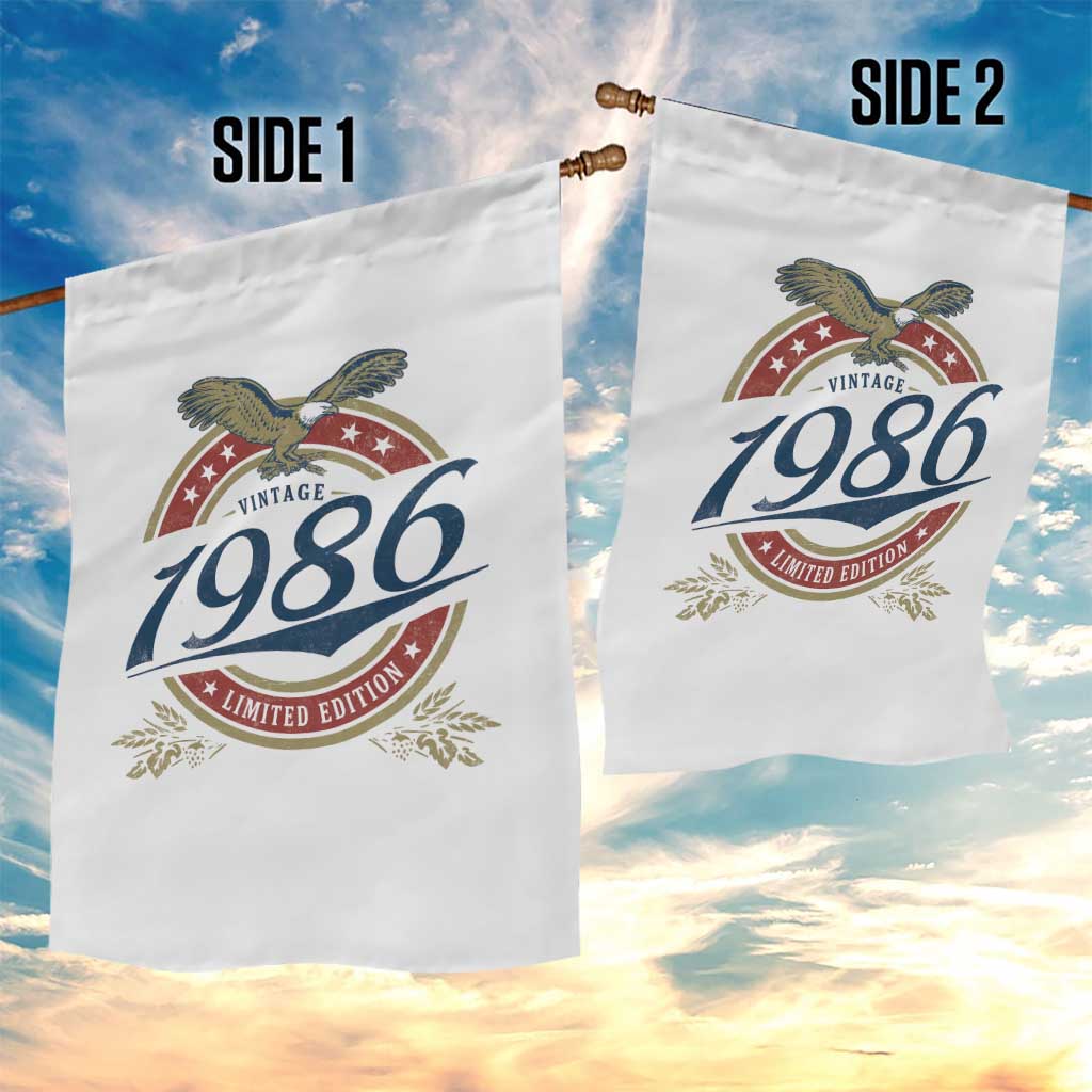 40th Birthday Beer Lover Vintage 1986 Limited Edition Garden Flag Bald Eagle