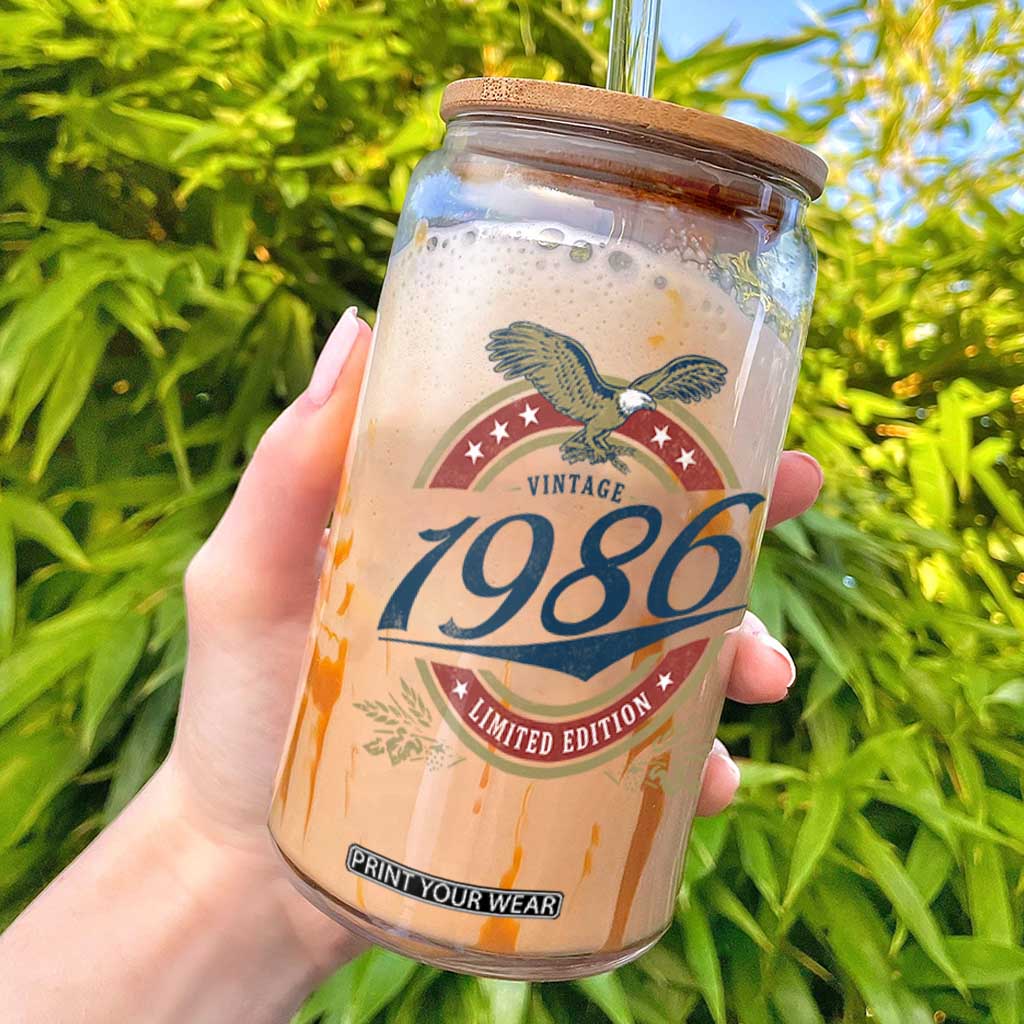 40th Birthday Beer Lover Vintage 1986 Limited Edition Glass Can Bald Eagle TS11 White Print Your Wear