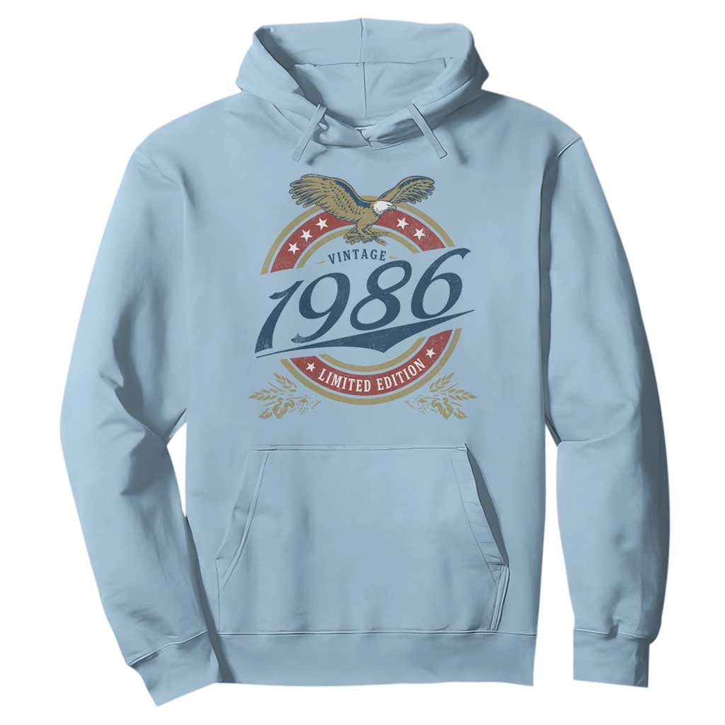 40th Birthday Beer Lover Vintage 1986 Limited Edition Hoodie Bald Eagle