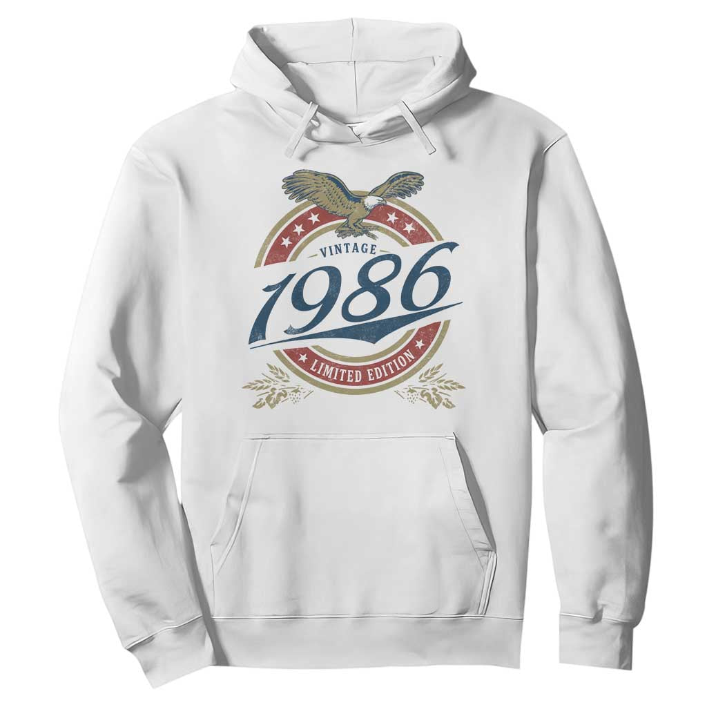 40th Birthday Beer Lover Vintage 1986 Limited Edition Hoodie Bald Eagle TS11 White Print Your Wear