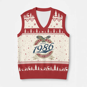 40th Birthday Beer Lover Vintage 1986 Limited Edition V-Neck Knit Sweater Vest Bald Eagle