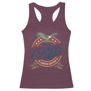40th Birthday Beer Lover Vintage 1986 Limited Edition Racerback Tank Top Bald Eagle