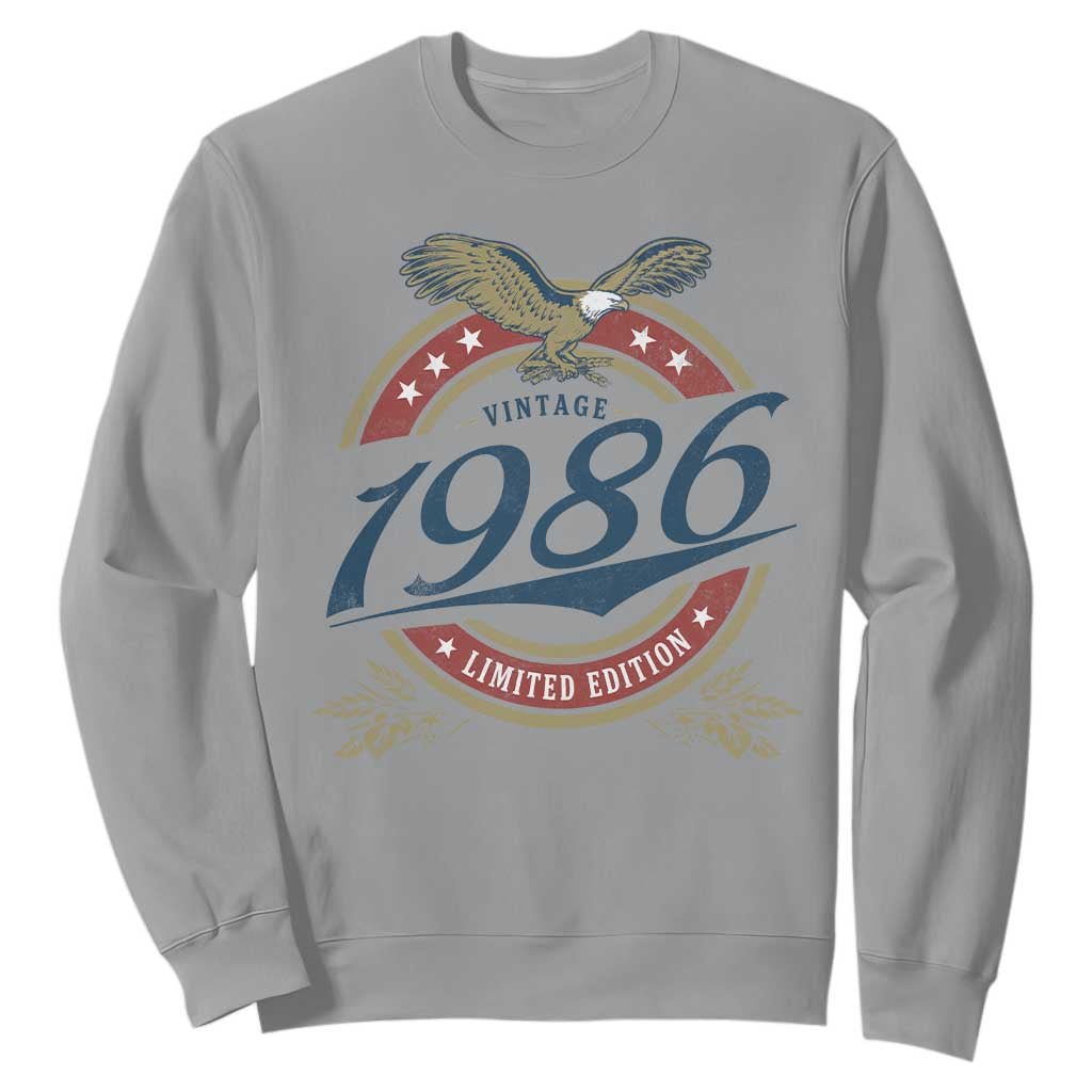 40th Birthday Beer Lover Vintage 1986 Limited Edition Sweatshirt Bald Eagle