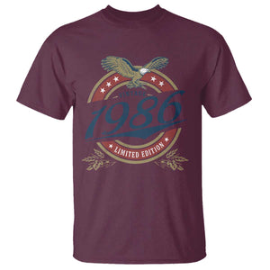40th Birthday Beer Lover Vintage 1986 Limited Edition T Shirt Bald Eagle