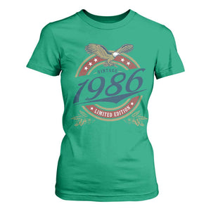 40th Birthday Beer Lover Vintage 1986 Limited Edition T Shirt For Women Bald Eagle