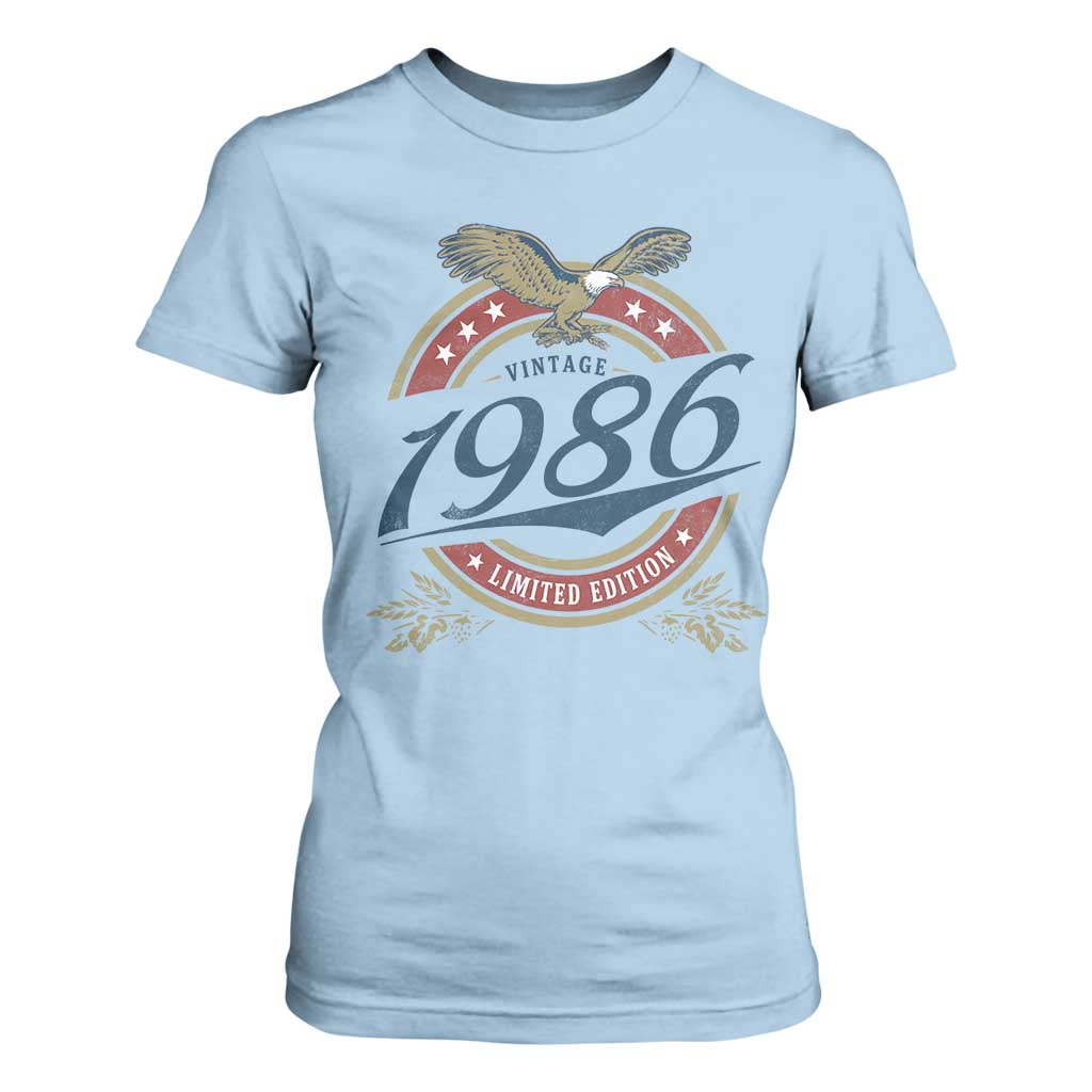 40th Birthday Beer Lover Vintage 1986 Limited Edition T Shirt For Women Bald Eagle