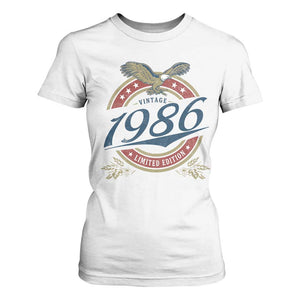 40th Birthday Beer Lover Vintage 1986 Limited Edition T Shirt For Women Bald Eagle