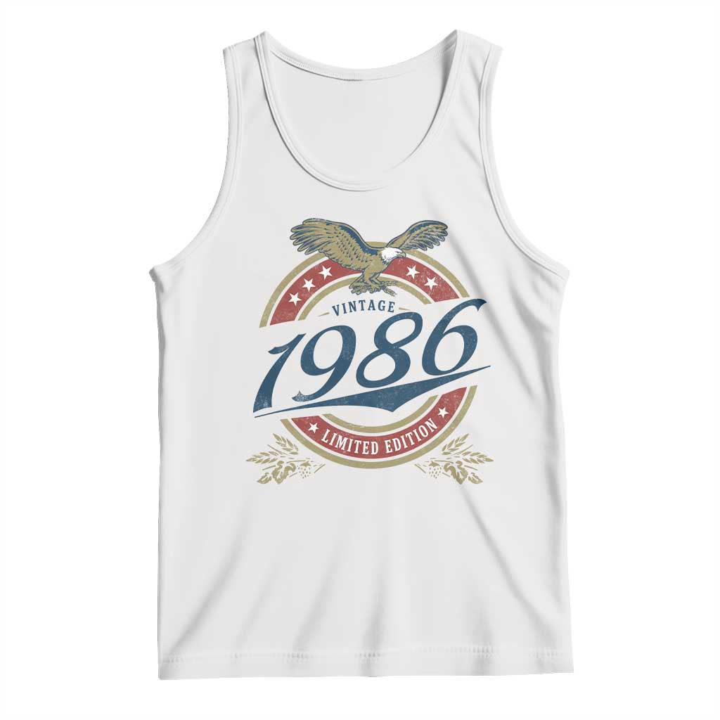 40th Birthday Beer Lover Vintage 1986 Limited Edition Tank Top Bald Eagle TS11 White Print Your Wear