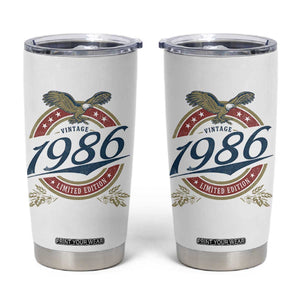 40th Birthday Beer Lover Vintage 1986 Limited Edition Tumbler Cup Bald Eagle