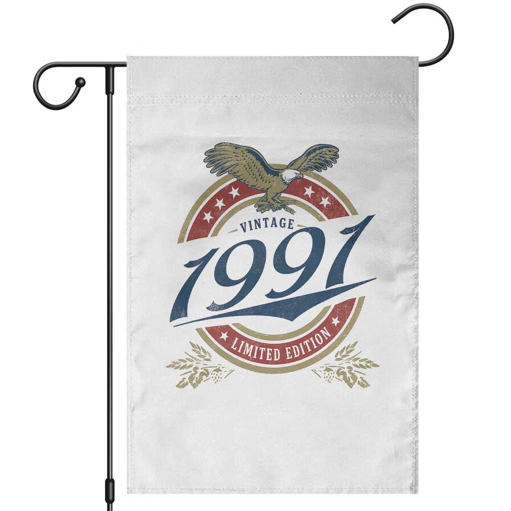 35th Birthday Beer Lover Vintage 1991 Limited Edition Garden Flag Bald Eagle TS11 White Print Your Wear