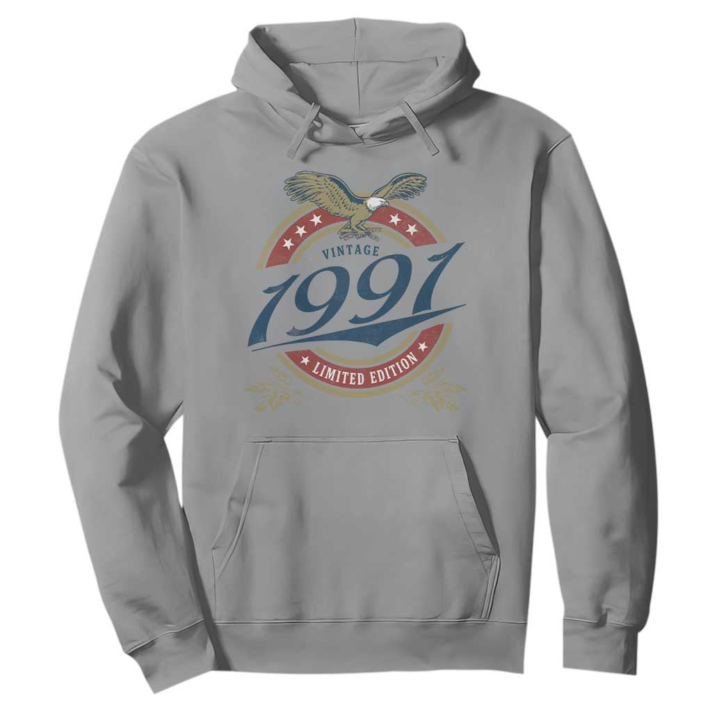 35th Birthday Beer Lover Vintage 1991 Limited Edition Hoodie Bald Eagle