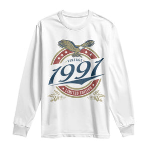 35th Birthday Beer Lover Vintage 1991 Limited Edition Long Sleeve Shirt Bald Eagle