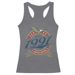 35th Birthday Beer Lover Vintage 1991 Limited Edition Racerback Tank Top Bald Eagle