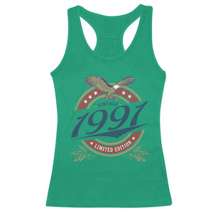 35th Birthday Beer Lover Vintage 1991 Limited Edition Racerback Tank Top Bald Eagle