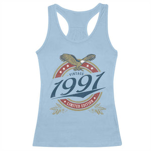 35th Birthday Beer Lover Vintage 1991 Limited Edition Racerback Tank Top Bald Eagle