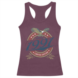 35th Birthday Beer Lover Vintage 1991 Limited Edition Racerback Tank Top Bald Eagle